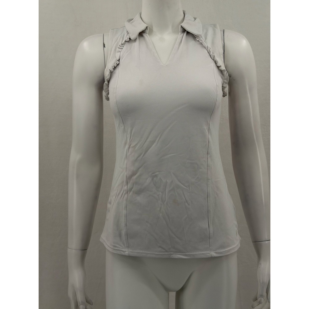 Lilly Pulitzer Top Womens XS White UPF 50+ Luxletic Martina Polo Preppy Golf